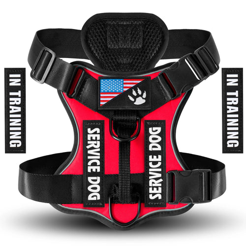 Service Dog Harness, Reflective Dog Vest Harness with 5 PCS Patches,