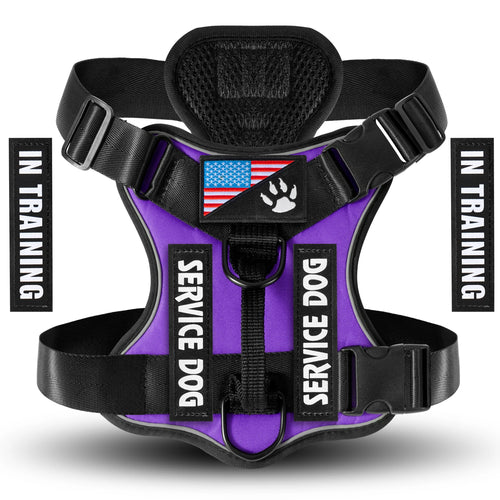 Service Dog Harness, Reflective Dog Vest Harness with 5 PCS Patches,