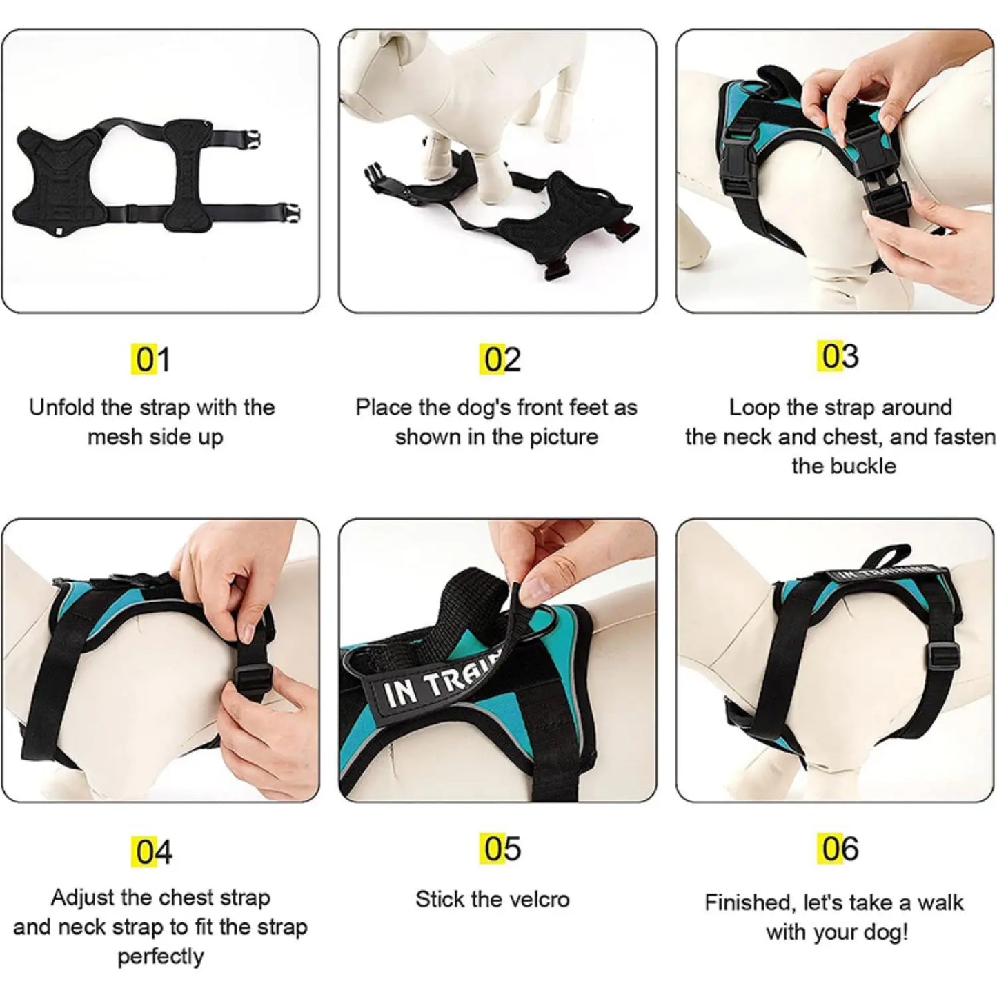 Service Dog Harness, Reflective Dog Vest Harness with 5 PCS Patches,