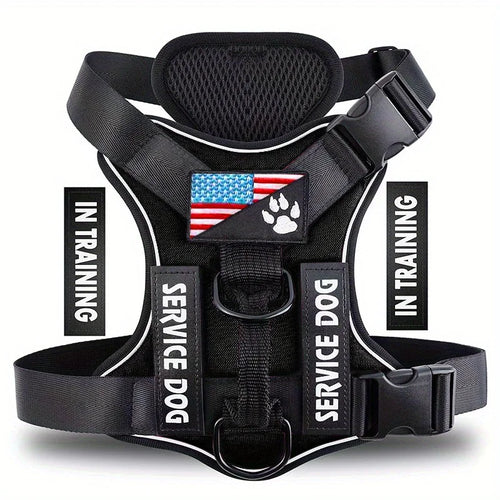 Service Dog Harness, Reflective Dog Vest Harness with 5 PCS Patches,