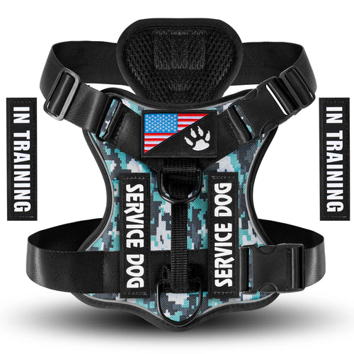 Service Dog Harness, Reflective Dog Vest Harness with 5 PCS Patches,