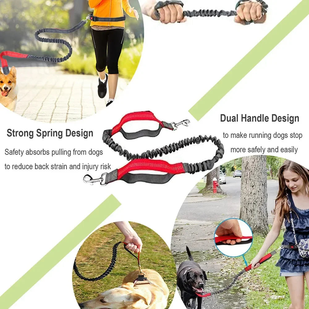 Retractable Dog Leash with Adjustable Waist Rope Hand Free Running