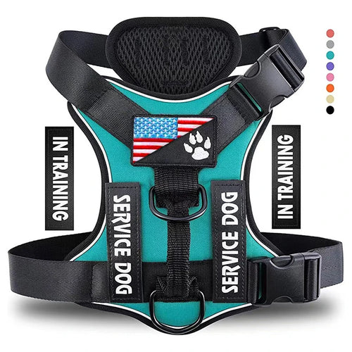 Service Dog Harness, Reflective Dog Vest Harness with 5 PCS Patches,