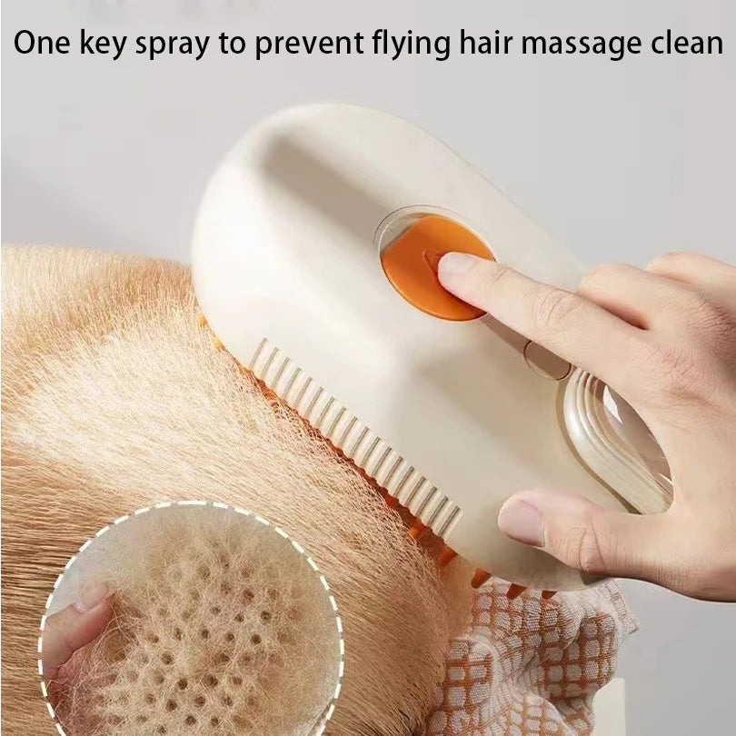 Cat Dog Pet Spray Massage Brush 3 in 1 One Button Steam Spray Folding