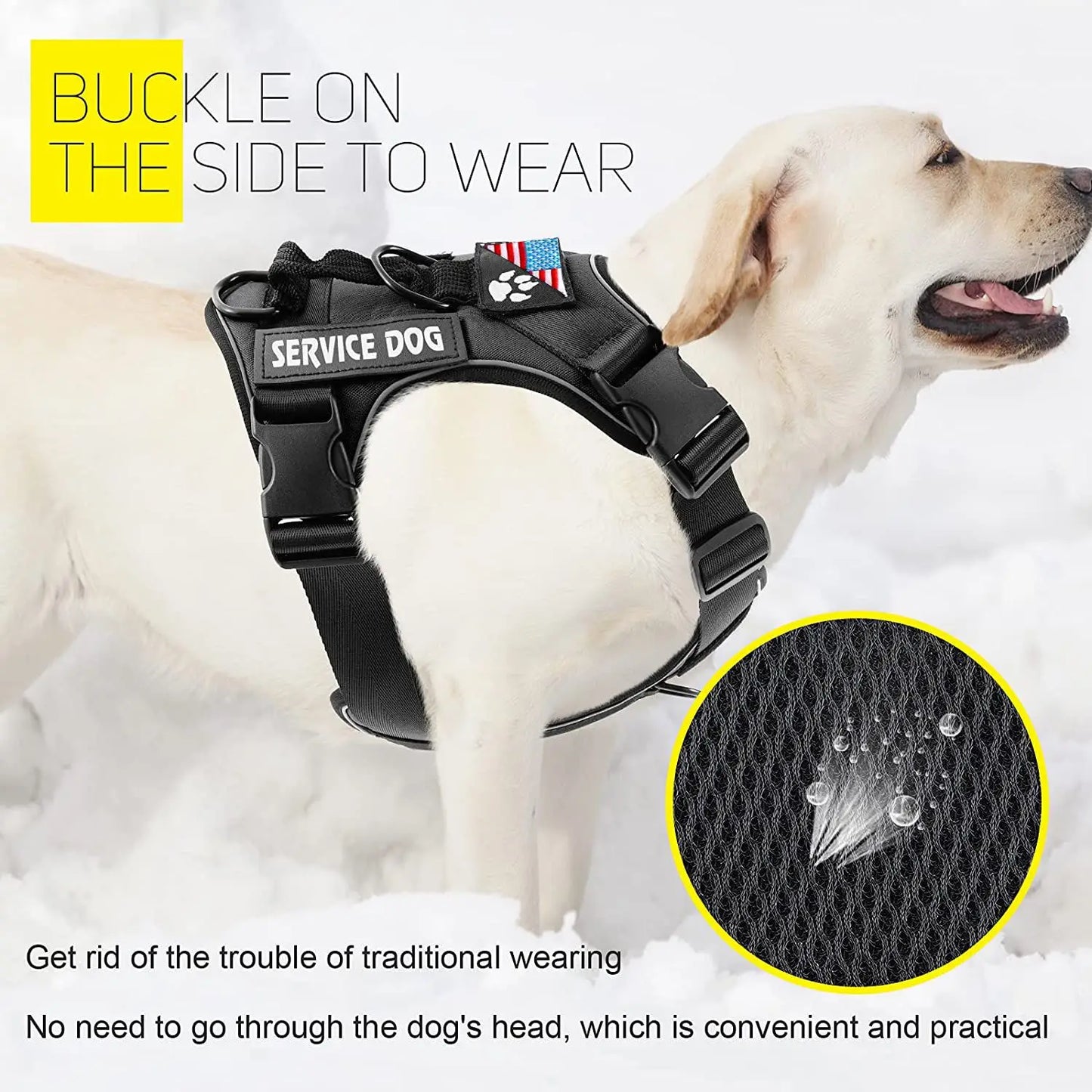 Service Dog Harness, Reflective Dog Vest Harness with 5 PCS Patches,